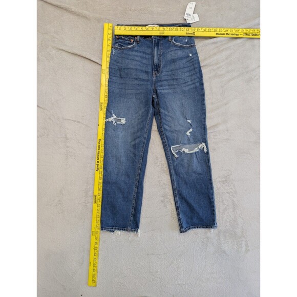 Abercrombie Fitch The Ankle Straight Ultra High Rise Distressed Jeans Size 28 6R - Picture 3 of 5